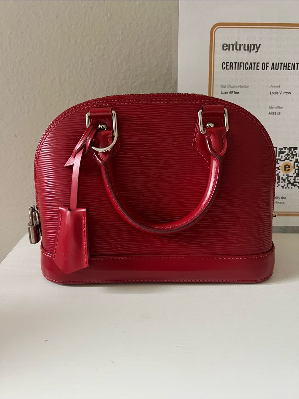 Louis Vuitton Red Alma BB Epi Leather Mini Satchel